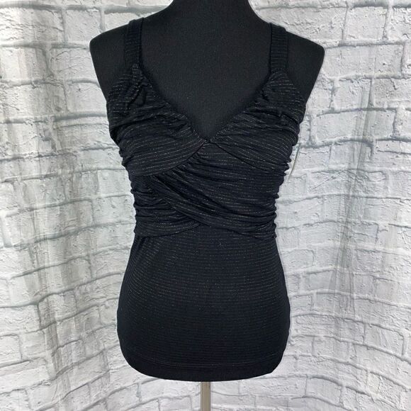 Forever 21 brand new bodycon stripe tank w/shimmer stripes, drape rouge top sz L - Picture 1 of 8